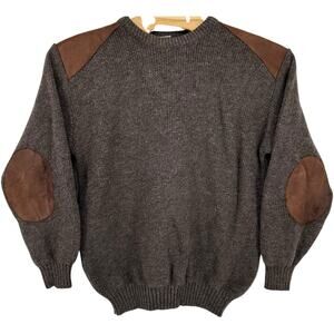 Vintage 80s 90s Mens Leather High Country Run 100% Wool Knit Crewneck Sweater XL